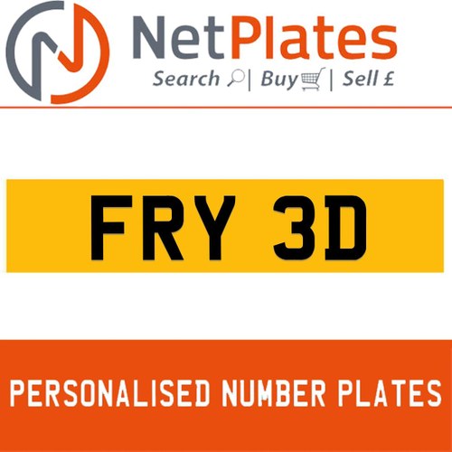 1900 FRY 3D PERSONALISED PRIVATE CHERISHED DVLA NUMBER PLATE In vendita