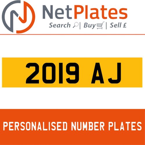 1900 2019 AJ Private Number Plate from NetPlates Ltd In vendita