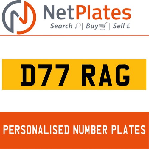 1900 D77 RAJ Private Number Plate from NetPlates Ltd In vendita