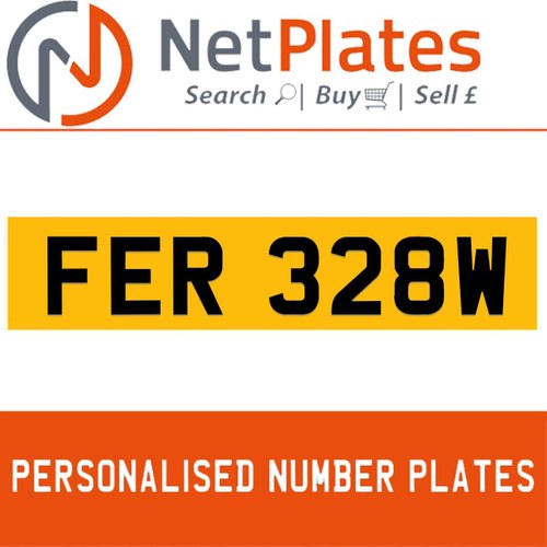 1900 FER 328W Private Number Plate from NetPlates Ltd In vendita