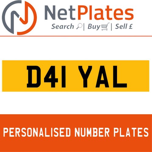 1900 D41 YAL Private Number Plate from NetPlates Ltd In vendita