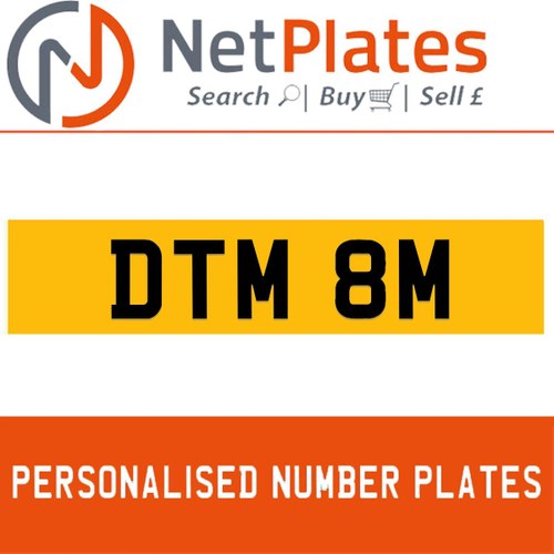 1900 DTM 8M Private Number Plate from NetPlates Ltd In vendita