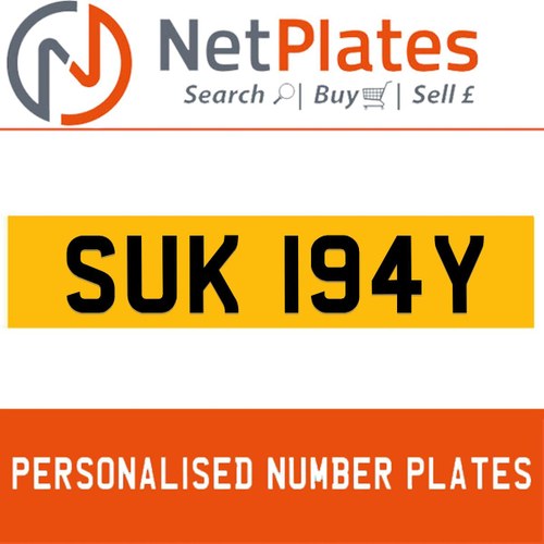 1900 SUK 194Y Private Number Plate from NetPlates Ltd In vendita