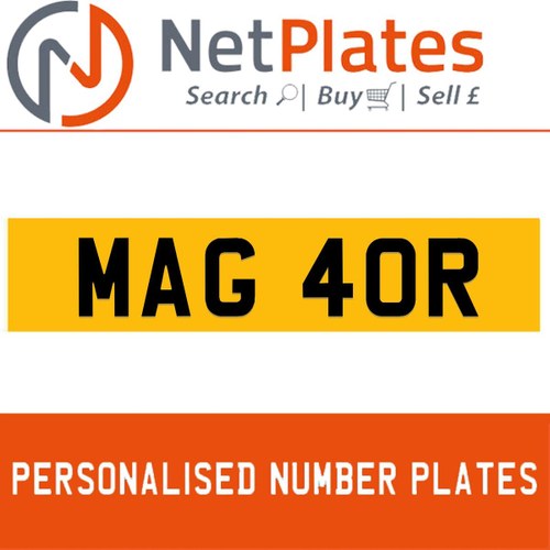 1900 MAG 40R Private Number Plate from NetPlates Ltd For Sale