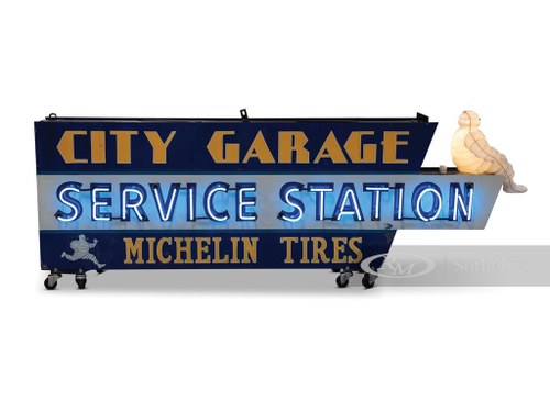 City Garage Service Station Michelin Tires Double-Sided Neon For Sale by Auction
