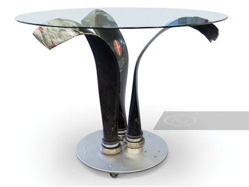 T-28 Propeller Blades Glass High-Top Table with Chairs For Sale by Auction
