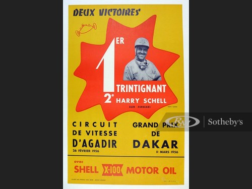 "Two Victories" 1956 Original Shell Oil Advertising Poster In vendita all'asta