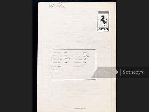 Original Ferrari 375 America Foglio di Montaggio, No. 0329 A For Sale by Auction