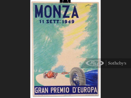 Monza, Gran Premio dEuropa, Window Card, 1949 For Sale by Auction