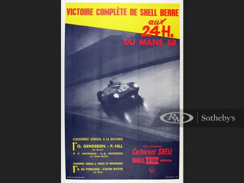24 H. du Mans Shell Advertising Poster, 1958 In vendita all'asta