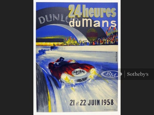 24 Heures du Mans Original Event Poster, 1958 For Sale by Auction