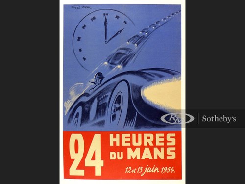 24 Heures du Mans Original Event Poster, 1954 In vendita all'asta