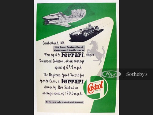 Ferrari Castrol Advertising Poster, 1955 In vendita all'asta