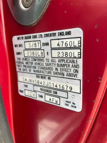 1988 Jaguar XJS V12 Coupe En venta (imagen 24 de 64)