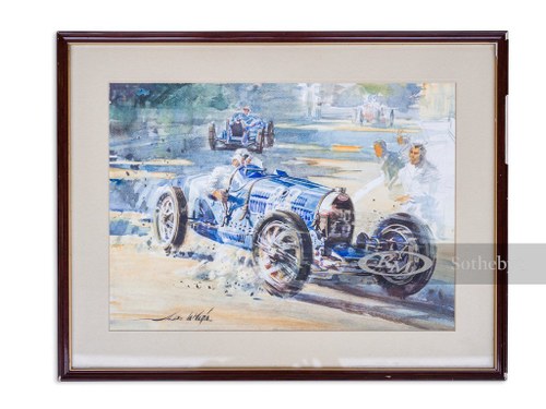 Ren Dreyfus, 1929 Monaco Grand Prix Watercolor by Alfredo de In vendita all'asta