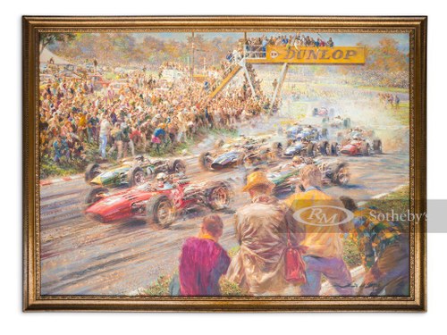 1966 US Grand Prix Oil Painting by Alfredo de la Mara, 1995 For Sale by Auction