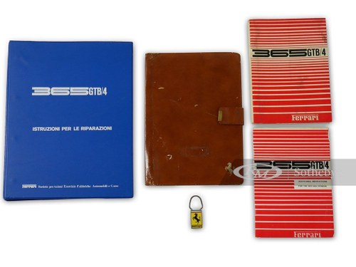 Ferrari 365 GTB4 Owners Manuals, Folio, and Key Fob For Sale by Auction