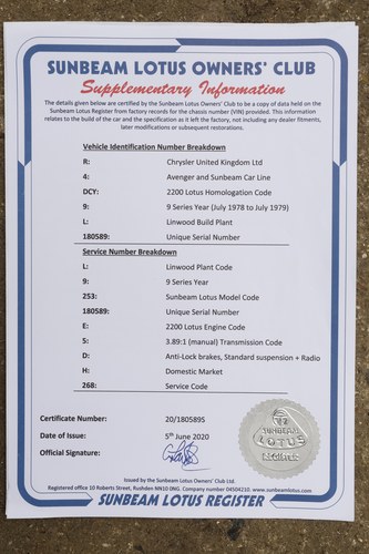 1980 Sunbeam Talbot Lotus Series I For Sale (picture 151 of 167)