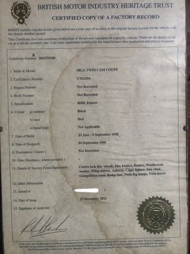 1958 MGA Twin Cam Coupé - ‘Black Mamba’ For Sale (picture 85 of 95)