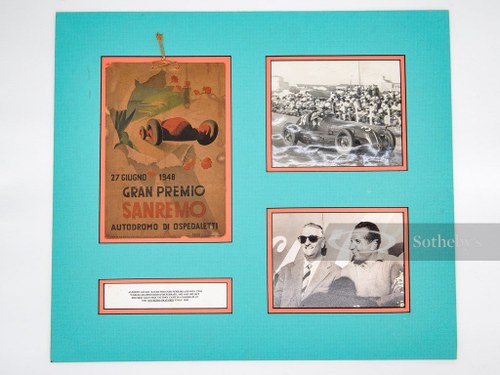 1948 Gran Premio Sanremo Original Window Card and Photograph For Sale by Auction