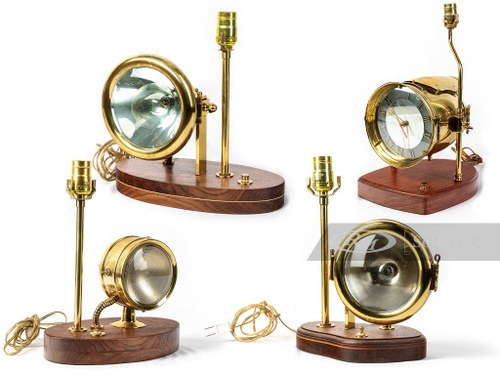 4 Brass-Era Restored Side-Light Table Lamps In vendita all'asta