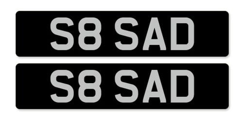 Private registration ‘S8 SAD’ In vendita (immagine 1 di 2)