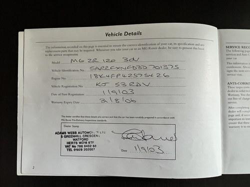 2003 MG ZR 120 à vendre (picture 133 of 144)