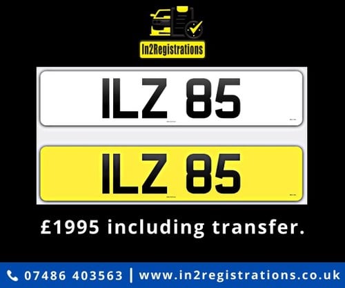 ILZ 85 Dateless 3x2 Number Plate. VENDU
