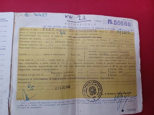 1966 Fiat 500 Giardiniera In vendita (immagine 60 di 61)