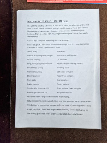 1990 Mercedes Benz 300SE (W126) For Sale (picture 246 of 268)