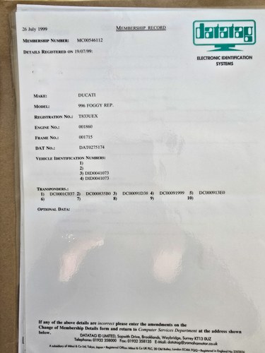 1999 Ducati 916 SPS Carl Fogarty Replica zum Verkauf (Bild 186 von 186)