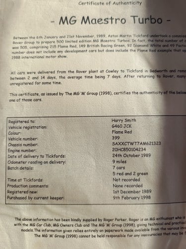 1989 MG Maestro Turbo In vendita (immagine 86 di 88)