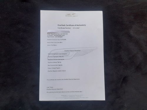 2008 Range Rover Overfinch TDV8 HSE SuperSport (L322) For Sale (picture 156 of 156)