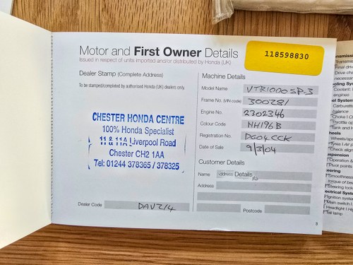 2004 Honda VTR1000 SP2 In vendita (immagine 139 di 142)