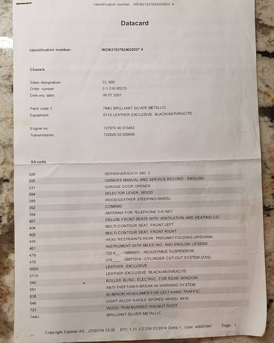 2001 Mercedes-Benz C215 CL600 V12 à venda (imagem 339 de 372)