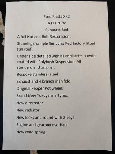 1983 Ford Fiesta XR2 In vendita (immagine 143 di 153)