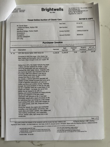 1972 Alfa Romeo Spider à vendre (picture 188 of 189)