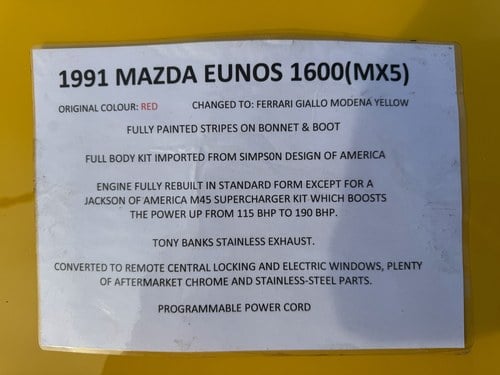 1991 Mazda Eunos Simpson Design Italia Classic 1.6 Supercharged In vendita (immagine 151 di 161)