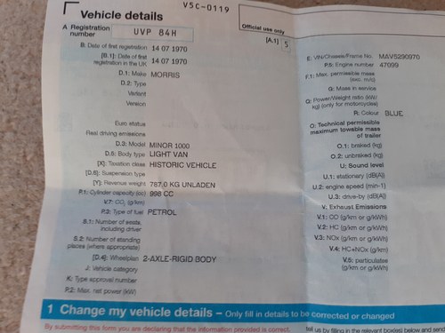 1970 Morris Minor 1000 Van zum Verkauf (Bild 117 von 117)