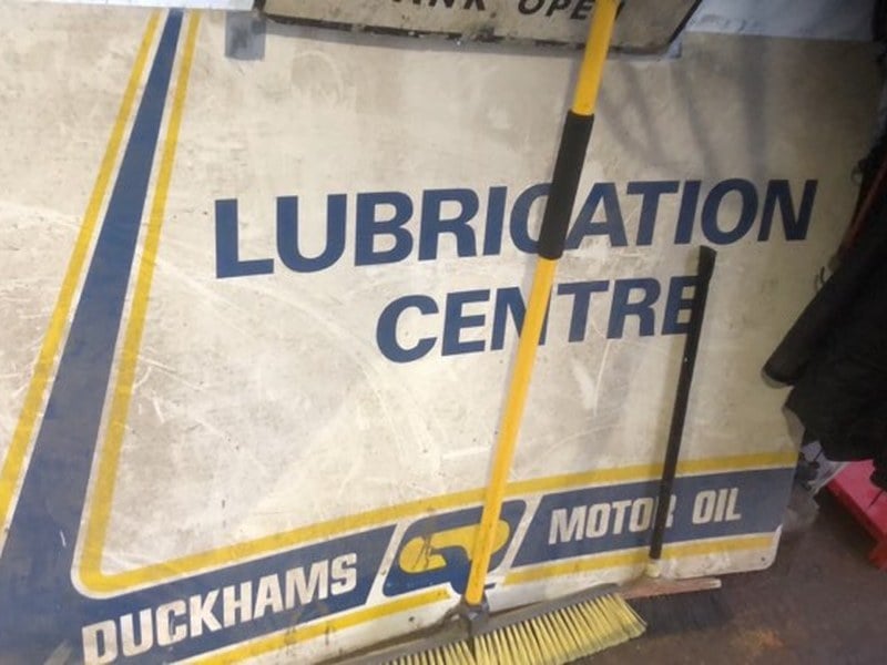 Large aluminium duckhams lubrication sign 1960s