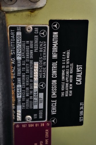 1978 Mercedes-Benz R107 450SL Convertible 4,5L V8 In vendita (immagine 106 di 124)