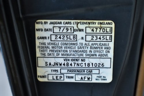 1992 Jaguar XJS Convertible 5,3L V12 In vendita (immagine 85 di 91)