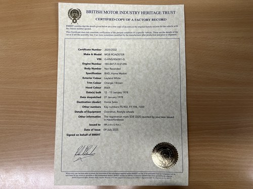 1978 MGB Roadster Te koop (foto 140 van 145)