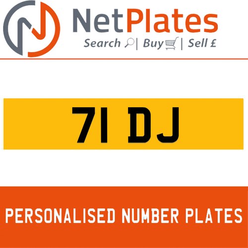 71 DJ Private Number Plate from NetPlates Ltd In vendita