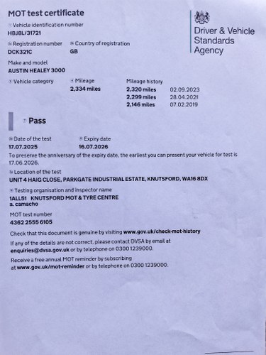 1965 Austin Healey 3000 MkIII BJ8 For Sale (picture 101 of 109)