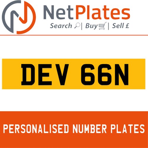 DEV 66N(DEVON) Private Number Plate On DVLA Retention For Sale