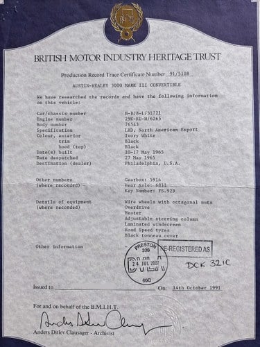 1965 Austin Healey 3000 MkIII BJ8 For Sale (picture 103 of 109)