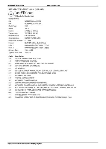 1985 Mercedes-Benz R107 380SL Convertible 3,8L V8 à vendre (picture 105 of 105)