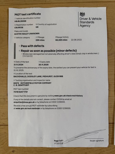 1964 Austin Healey 3000 MkIII BJ8 LHD For Sale (picture 190 of 190)