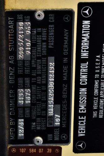 1982 Mercedes-Benz R107 380SL Convertible 3,8L V8 In vendita (immagine 83 di 96)